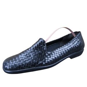 Easy Spirit Moana Black Leather Woven Loafers Women's 7.5 Narrow Comfortable